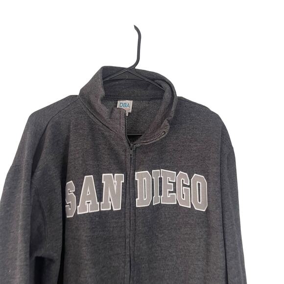 DBA Vintage 90s Men's Size Medium‎ San Diego Grey Full Zip Sweater - Picture 2 of 8